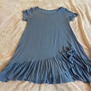 Elegant Blue Women's Tunic with Ruffle Hem